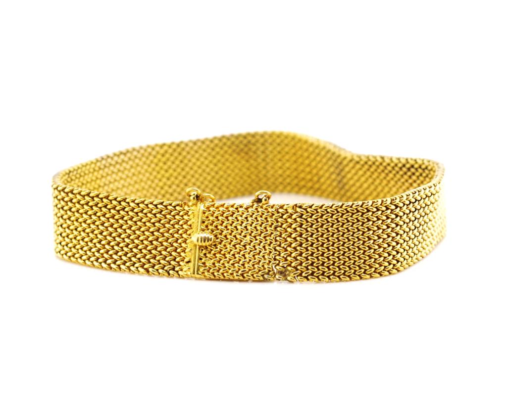 15ct yellow gold mesh bracelet - Image 2 of 4