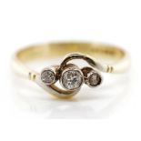 Diamond trilogy and 9ct yellow gold ring