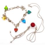 Silver and Murano glass bracelet and necklace