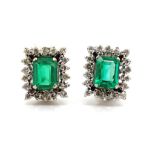 Good pair of emerald & diamond earrings