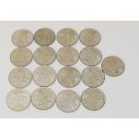 Seventeen Australian 1966 silver 50 cents coins