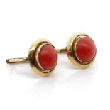 Mid century 14ct yellow gold and coral earrings