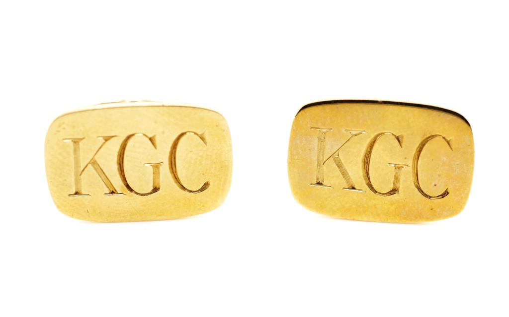 9ct yellow gold cufflinks - Image 2 of 8