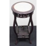 Chinese marble top 2 tier stand