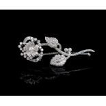 Diamond set 18ct white gold flower brooch