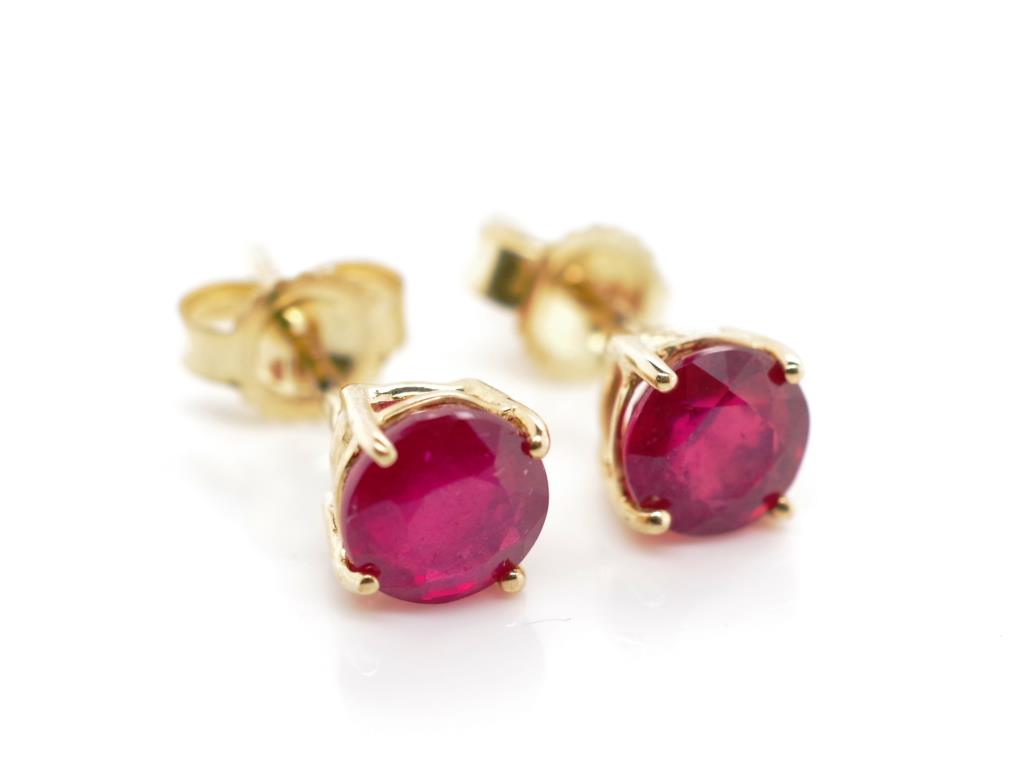 Ruby and 10ct gold stud earrings