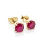 Ruby and 10ct gold stud earrings