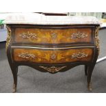 French Louis XV style bombe´ chest of drawers