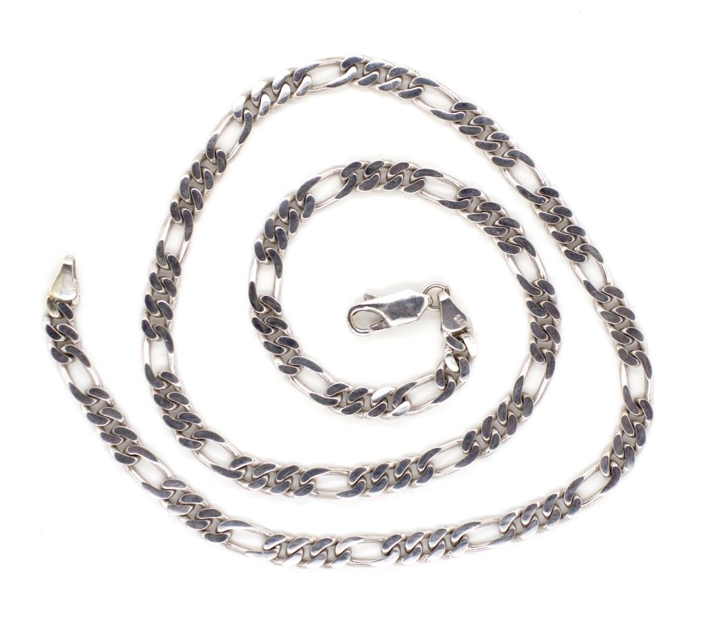 White gold Figaro chain necklace