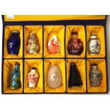 Chinese cased collection ten snuff bottles