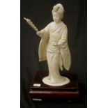 Large vintage carved ivory figure of a lady