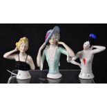 Three various German ceramic half dolls