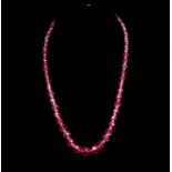 Art Deco pink crystal graduated beaded necklace