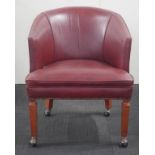 Leather upholstered tub chair