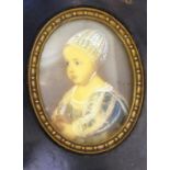 Antique framed portrait of a child miniature