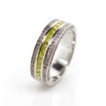 Yellow and white diamond set gold ring