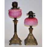 Two antique oil lamps