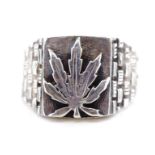 Vintage Modernist silver "Cannabis" ring