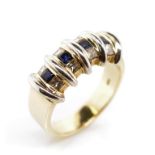 Diamond, sapphire and 14ct yellow gold ring