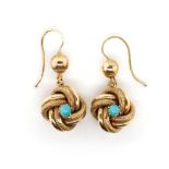 Victorian gold and turquoise knot earrings