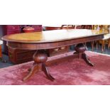 Twin pedestal D end dining table