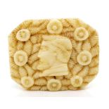 19th C. Carved whale bone cameo brooch