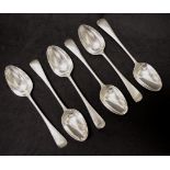 Set six George V sterling silver dessert spoons