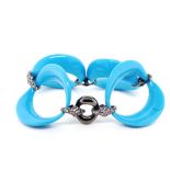 Modernist blue porcelain bracelet