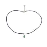 Diopside set silver pendant and choker necklace