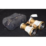 Pair vintage Mother of Pearl cased opera glasses