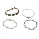 Four gemstone set bracelets / bangle