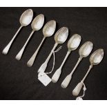 Seven assorted sterling silver teaspoons
