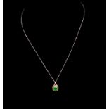 Emerald and diamond set 10ct gold pendant