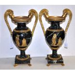 Pair of marble & ormulo urns