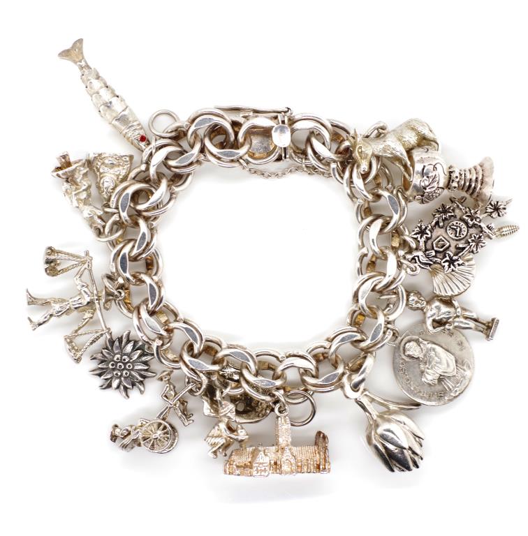 Elizabeth II silver charm bracelet