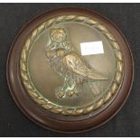 Vintage mounted brass "harpy" medallion