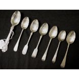 Seven various sterling silver teaspoons