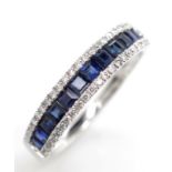 Diamond and sapphire set 18ct white gold ring