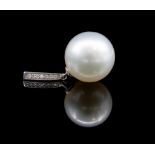 South sea pearl, diamond and 18ct gold pendant