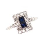 Sapphire and diamond set 18ct white gold ring