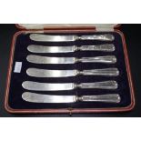 Edward VII cased set sterling silver fruit knives