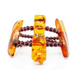 Garnet and amber double strand bracelet