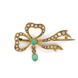 Antique 9ct rose gold bow brooch