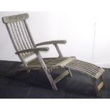 Teak fold away outdoor steamer chair