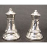 Pair of sterling silver salt and pepper shakers