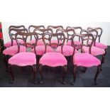 Set of twelve mahogany balloon back chairs