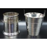 Silver plated ice bucket and wine bottle coaster