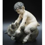 Royal Copenhagen Faun and bear figurine