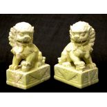 Pair Chinese carved stone Temple Dog bookends