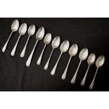 Eleven various sterling silver teaspoons
